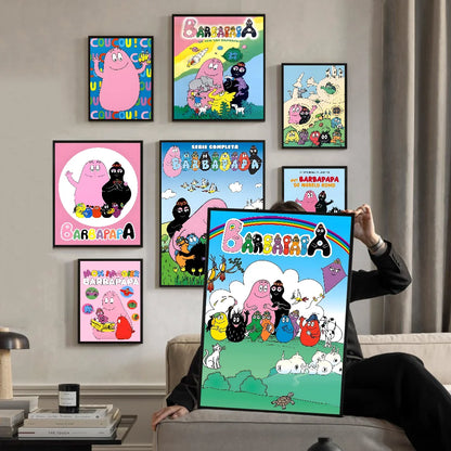 Pósteres de películas clásicas de dibujos animados B-Barbapapa, pósteres de calidad HD, arte de pared, pintura, estudio, decoración nórdica para el hogar