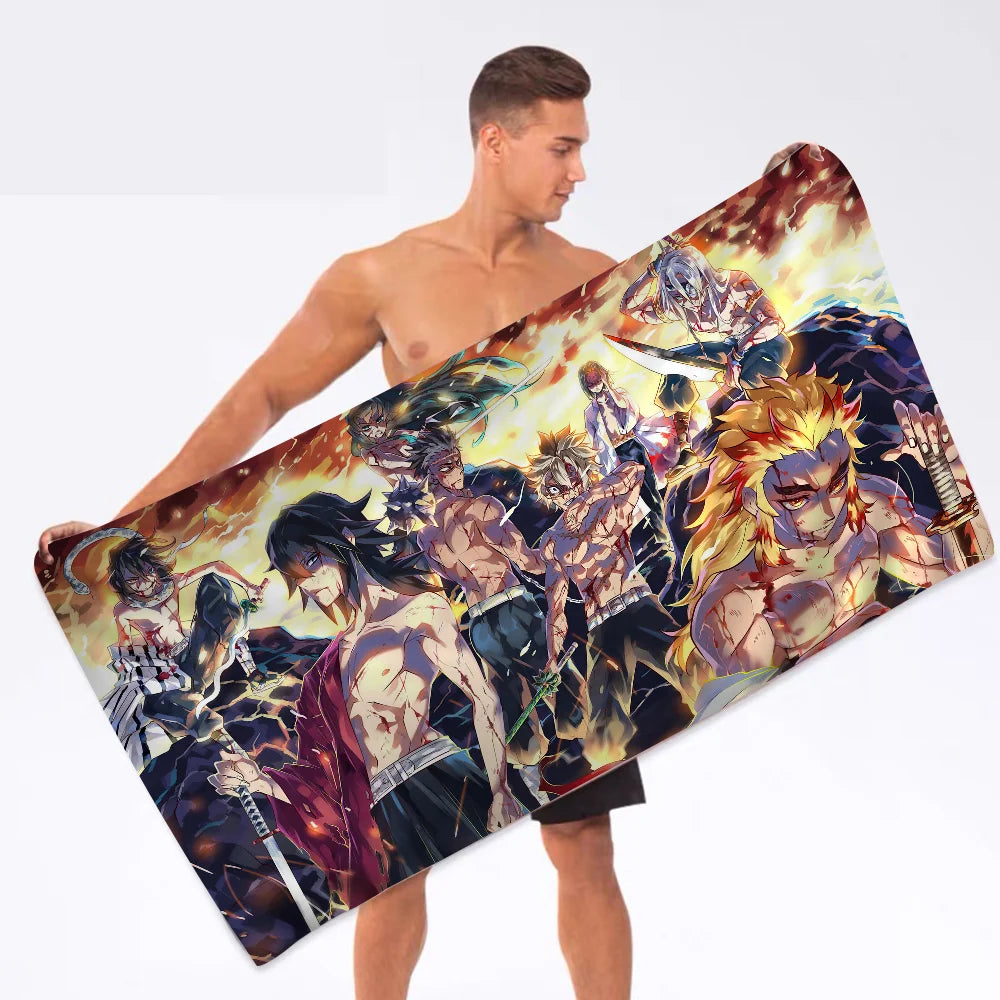 Demon Slayer Towel Microfiber Beach Towel Absorbent Quick dry Soft Yoga Swimming Resort Mountain Climbing Towel