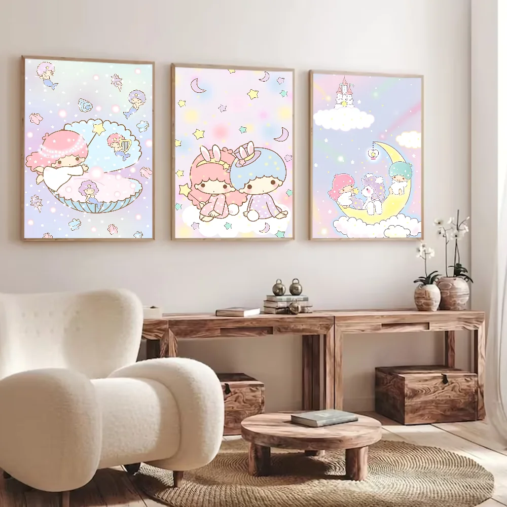 Sanrio Gemini Twin Stars Classic Anime Poster Waterproof Paper Sticker Coffee House Bar Room Wall Decor