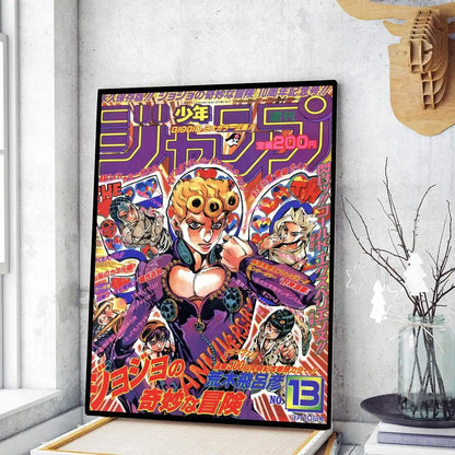 Pósteres adhesivos de papel blanco retro de JoJo Bizarre Adventure, pegatinas de pared para sala de estar, bar, cafetería, pósteres de juegos, decoración de pared