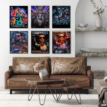 The Terminator Science fiction Movie Schwarzenegger Anime Posters Sticky Decoracion Painting Wall Art White Kraft Paper Wall