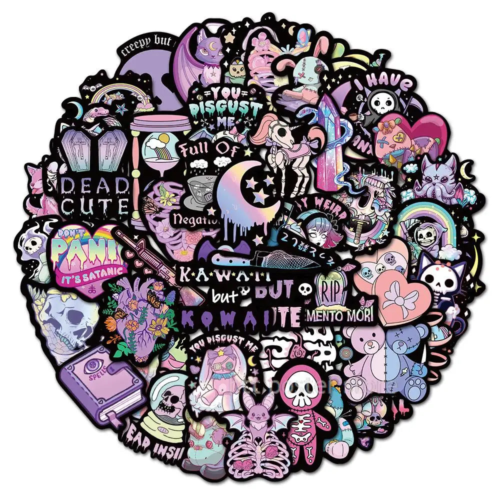 50pcs Retro Aesthetic Goth Dark Stickers For Phone Scrapbook Laptop Stationery Vintage DIY Creepy Sticker Scrapbooking Supplies