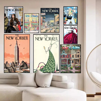 The-New-Yorker Magazine Movie Sticky Posters Whitepaper Sticker DIY Room Bar Cafe Posters Wall Stickers