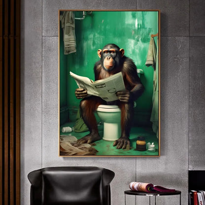 Chimpanzee Cat Dog giraffe Animal to Toilet Poster Home Furnishing Decoration Highend paper Poster Wall Study Home Living Room