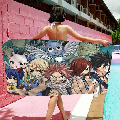 Cartoon F-Fairy Tail Anime Towel Microfiber Beach Towel Absorbent Quick dry Soft Yoga Swimming Resort Mountain Climbing Towel