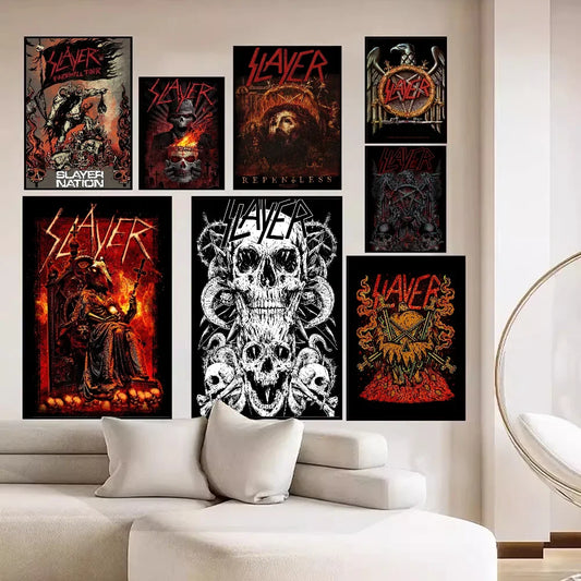 Famous Heavy Metal Rock Band S-Slayer Album DIY Sticky Poster Whitepaper Prints Posters Artwork Vintage Decorative Painting