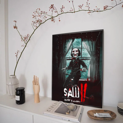 Póster de película de terror Saw, anime clásico, pegatina de papel resistente al agua, decoración de pared para cafetería, bar y habitación