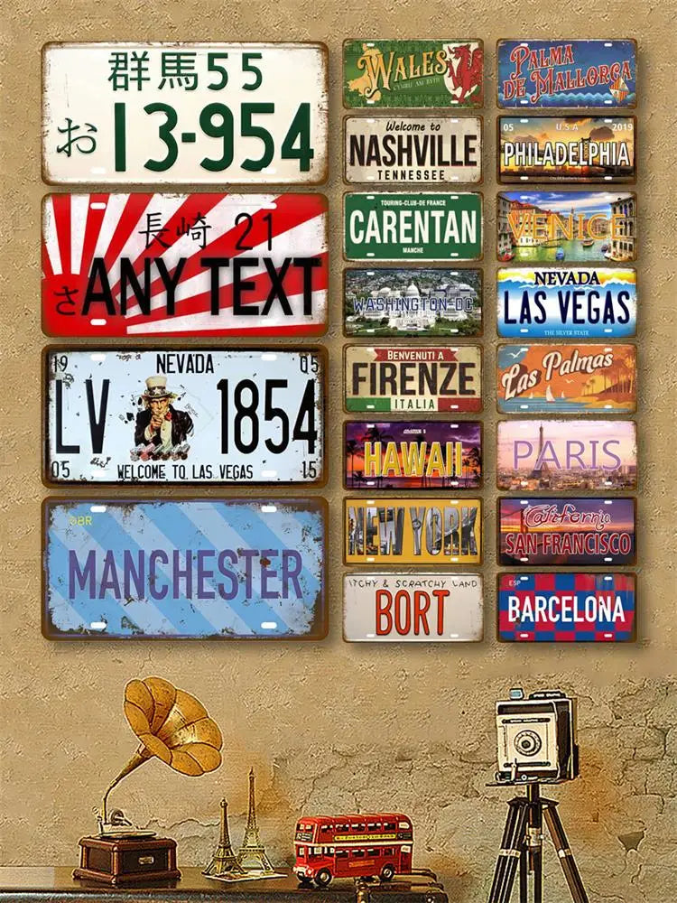 TinPlate Plate City State Tin Sign Famous City Plaque Landmark Metal Sign Wall Decor Garage Bar Pub Club Hotel Cafe Kitchen Home