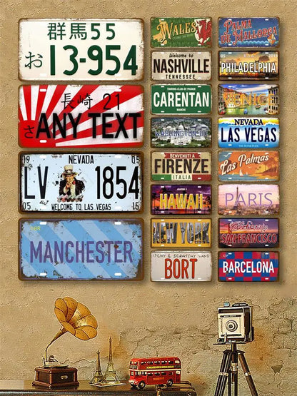 TinPlate Plate City State Tin Sign Famous City Plaque Landmark Metal Sign Wall Decor Garage Bar Pub Club Hotel Cafe Kitchen Home