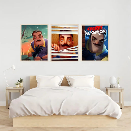 Póster de arte autoadhesivo del juego Hello N-Neighbor 2, impresiones en papel blanco, carteles, obras de arte, arte estético, pintura mural