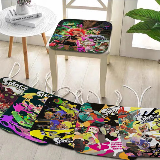 Game S-Splatoon 3 Tie Rope Chair Mat Soft Pad Seat Cushion For Dining Patio Home Office Indoor Outdoor Garden Seat Mat