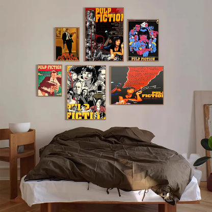 Póster en papel blanco de la película clásica Pulp Fiction, póster de calidad HD, pintura artística para pared, decoración de pared para sala de estudio