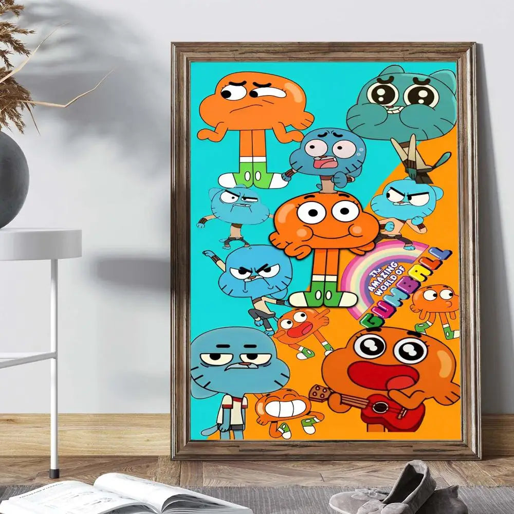 The Amazing Funny W-world Of Gumball Poster Anime Posters Sticky HD Quality Wall Art Retro Posters for Home Kawaii Room Decor