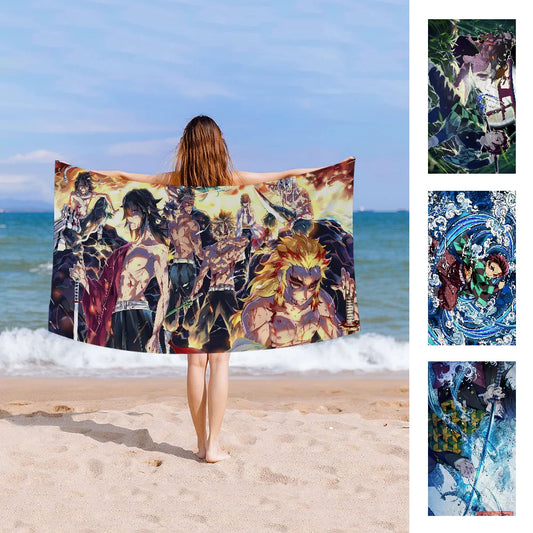 Demon Slayer Towel Microfiber Beach Towel Absorbent Quick dry Soft Yoga Swimming Resort Mountain Climbing Towel