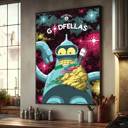 Póster de dibujos animados de F-Futurama, decoración de muebles para el hogar, póster de papel Kraft de alta gama, pintura de pared, estudio, decoración de la sala de estar del hogar