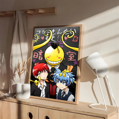 Póster de aula de asesinato de Amine, pósteres de anime, pósteres retro de arte de pared de calidad HD adhesivos para decoración de habitaciones kawaii del hogar