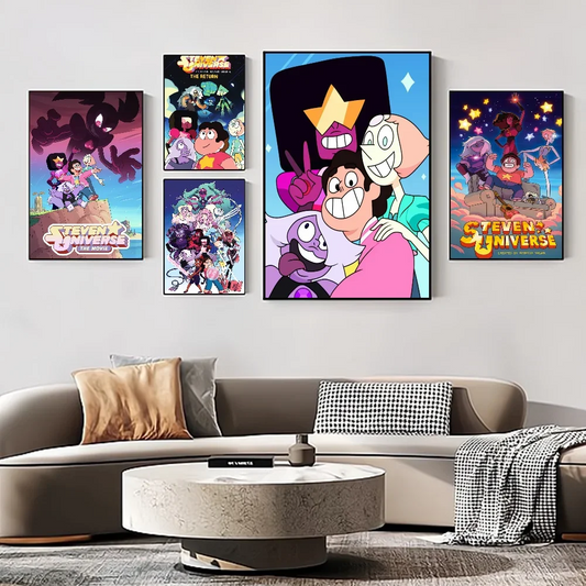 Cartoon Network Steven Universe Self-adhesive Art Poster Fancy Wall Sticker for Living Room Bar Decoration Vintage Decorative