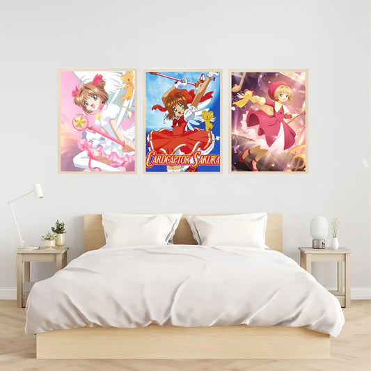 bilibili Anime Cardcaptor Sakura Classic Vintage Posters Decoracion Painting Wall Art White Kraft Paper Kawaii Room Decor