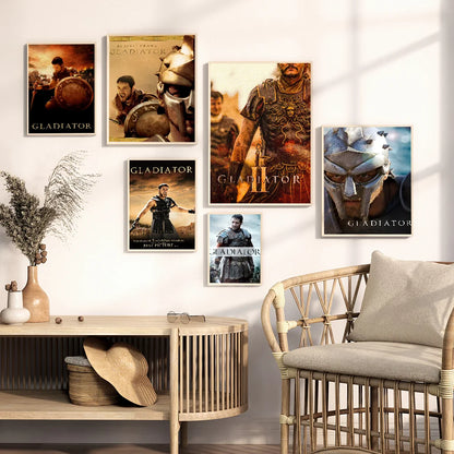 Gladiator Classic Movie Anime Posters Sticky Decoracion Painting Wall Art White Kraft Paper Wall Decor