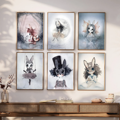 Mrs Mighetto Vintage Princess Bunny Classic Movie Posters Whitepaper Sticker DIY Room Bar Cafe Aesthetic Art Wall Painting