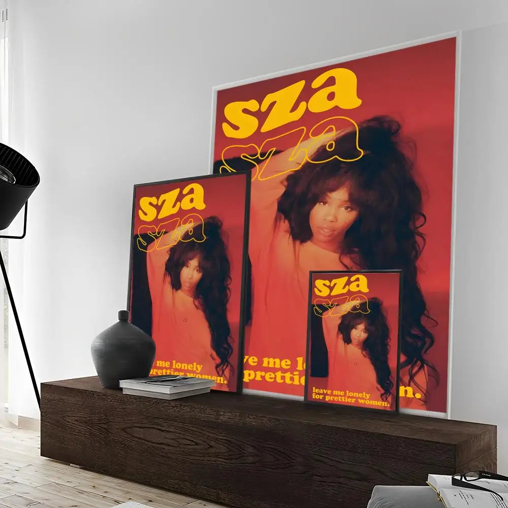 Popular Female Star Pop Singer Sza Self-adhesive poster Kraft Paper Prints and Posters Home Room Bar Cafe Decor Wall Painting