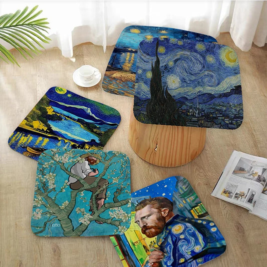 Great Painter Vincent Van Gogh Four Seasons Stool Pad Patio Home Kitchen Chair Seat Cushion Pads Sofa Seat 40x40cm Cushion Pads