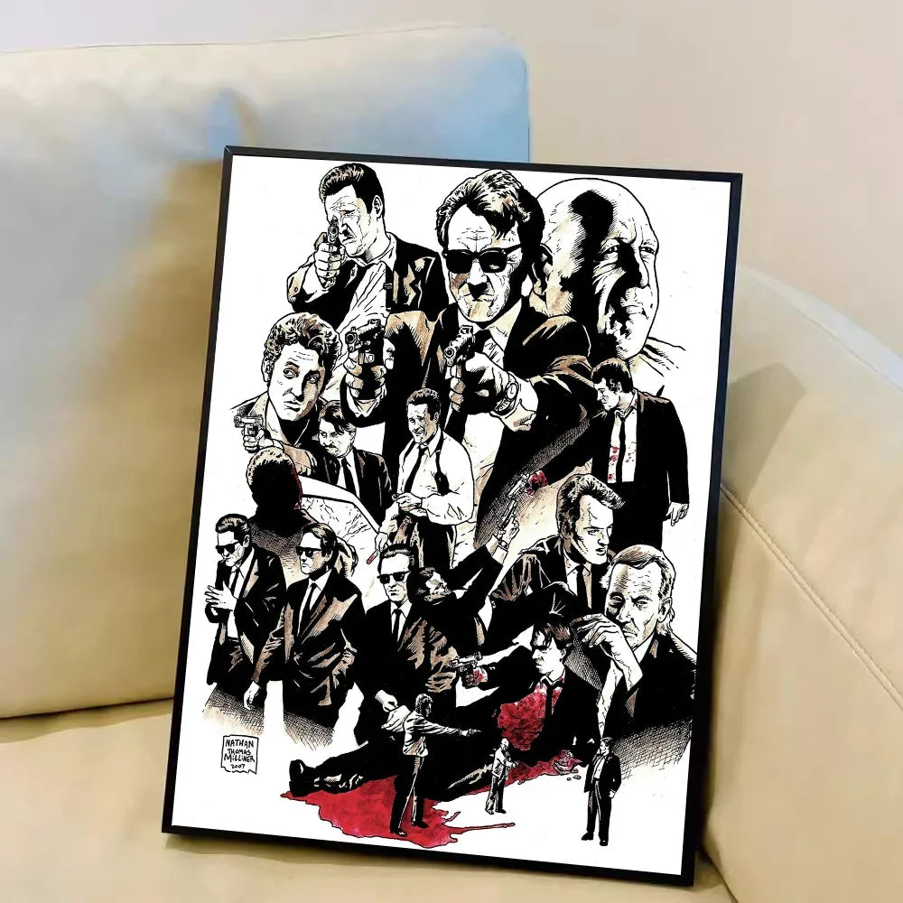 American Movie Reservoir Dogs Canvas Painting DIY Sticky Poster Fancy Wall Sticker for Living Room Bar Decoration Wall Decor