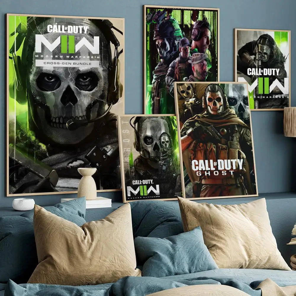 C-Call Of D-Duty game Classic Movie Posters Fancy Wall Sticker for Living Room Bar Aesthetic Painting Decoration Room Wall Decor