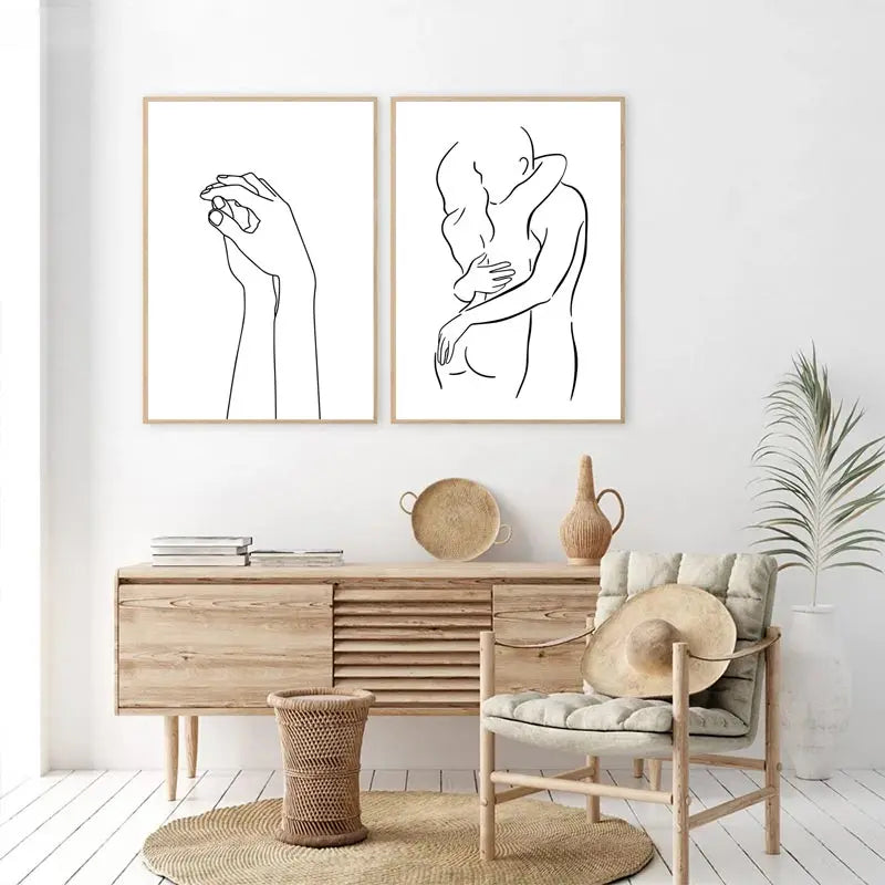 Scandinavian Style Love Poster Black and White Kraft Paper Poster Home Decoration Painting Wall Sticker Room Picture Painting