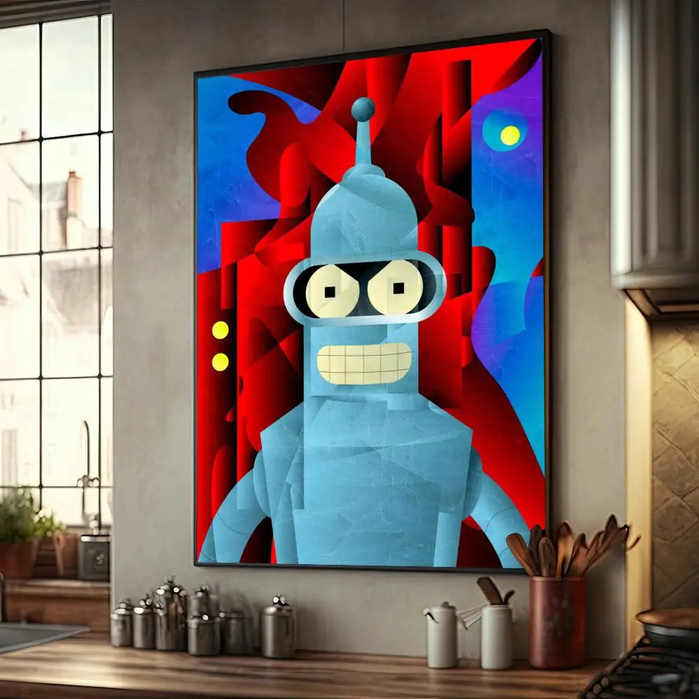 Póster de dibujos animados de F-Futurama, decoración de muebles para el hogar, póster de papel Kraft de alta gama, pintura de pared, estudio, decoración de la sala de estar del hogar