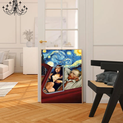 Divertido y abstracto Van Gogh y sus amigos, buen póster para el hogar, póster de papel Kraft de alta gama, pintura para pared, estudio, decoración del hogar y la sala de estar