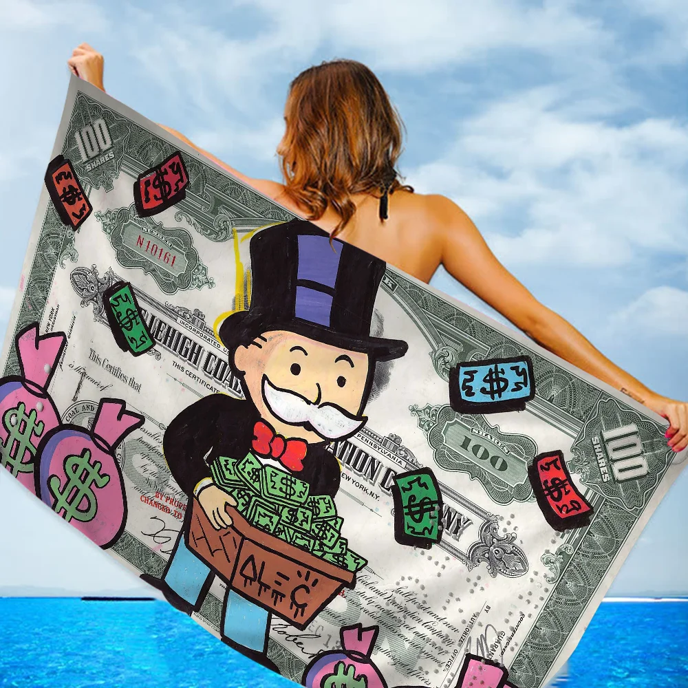 Cartoon Luxury Dollar MonopolyS Towel Microfiber Beach Towel Absorbent Quick dry Soft Yoga Swimming Resort Mountain Climbing