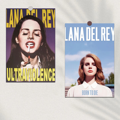 10 piezas de pósteres de Lana Del Rey con forma de tarjeta Born To Die Violet Bent Backwards Over the Grass Paradise Singer, pegatinas de pared para habitación, bar, decoración artística