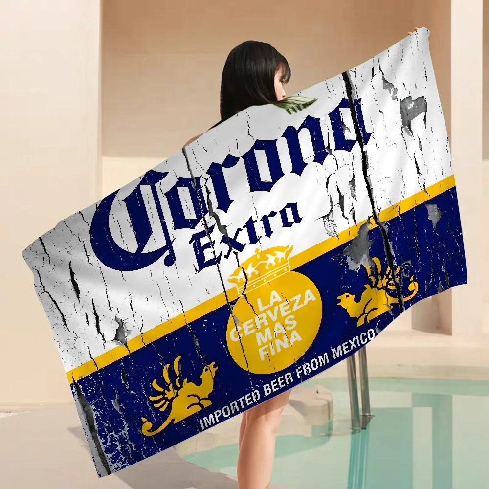 Toalla de cerveza Corona Extra Toalla de playa de microfibra Absorbente Secado rápido Suave Toalla de yoga Piscina Resort Escalada de montaña