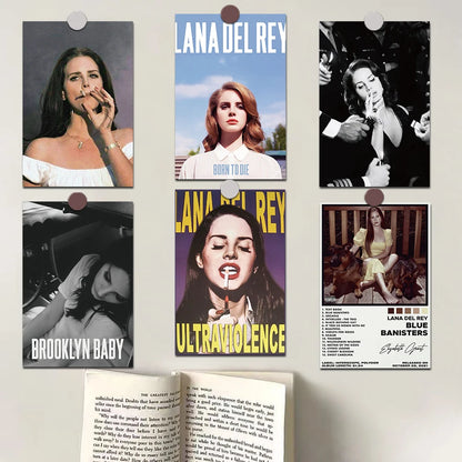 10 piezas de pósteres de Lana Del Rey con forma de tarjeta Born To Die Violet Bent Backwards Over the Grass Paradise Singer, pegatinas de pared para habitación, bar, decoración artística