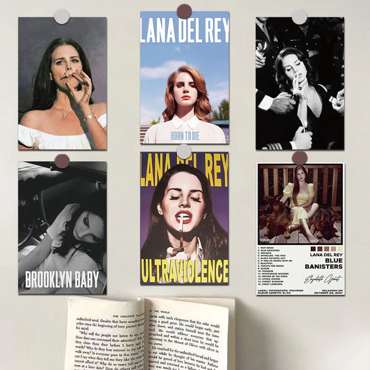 10pcs Lana Del Rey CARD Posters Born To Die Violet Bent Backwards Over the Grass Paradise Singer Wall Sticker Room Bar Art Decor