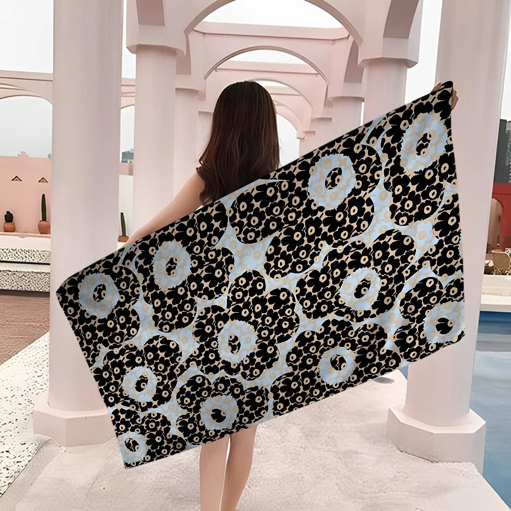 M-Marimekko Poppy Flowers U-Unikkos Towel Microfiber Beach Towel Absorbent Quick dry Soft Yoga Swimming Resort Mountain Climbing