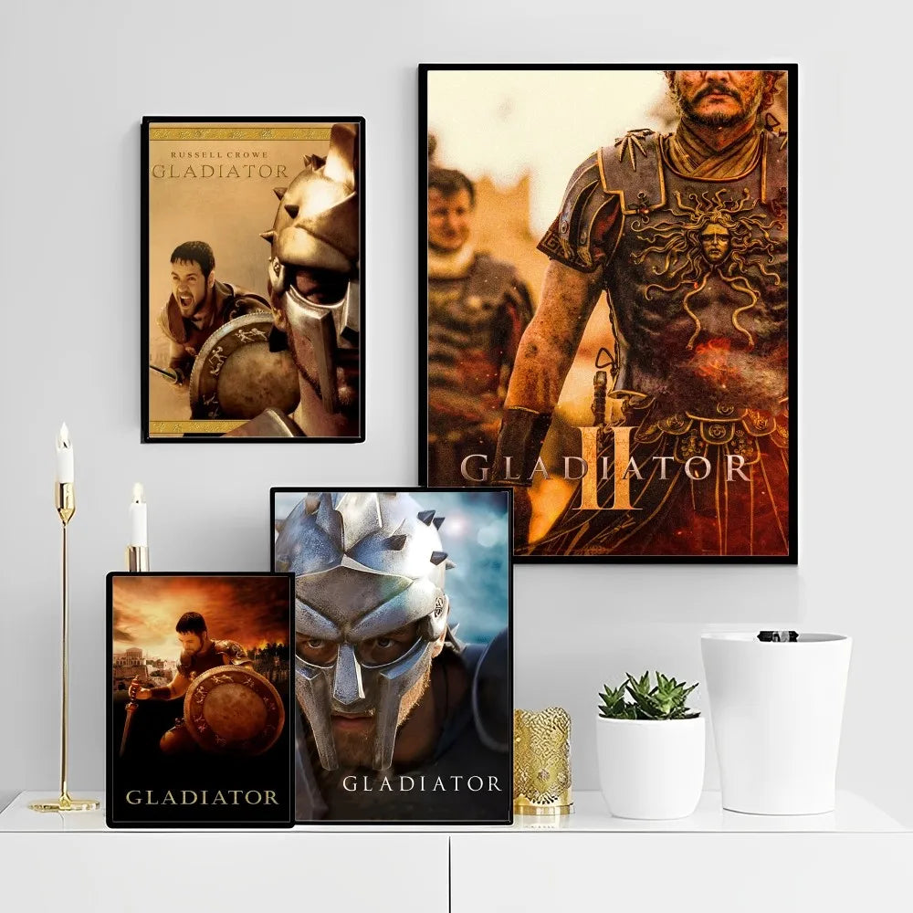 Gladiator Classic Movie Anime Posters Sticky Decoracion Painting Wall Art White Kraft Paper Wall Decor