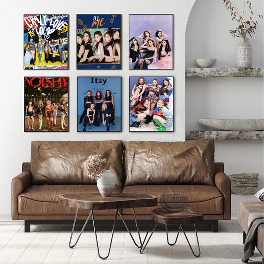 Kpop Group Itzy DIY Sticky Poster Waterproof Paper Sticker Coffee House Bar Home Decor