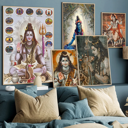 Modern Hindu God Lord Shiva Buddha Portrait Poster Anime Posters Sticky HD Quality Wall Art Retro Posters for Home Room Decor