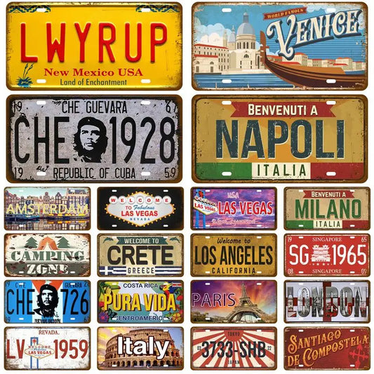 TinPlate Plate City State Tin Sign Famous City Plaque Landmark Metal Sign Wall Decor Garage Bar Pub Club Hotel Cafe Kitchen Home