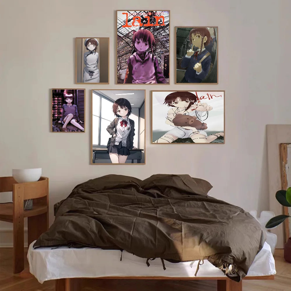 Serial Experiments Lain Vintage Posters Sticky Whitepaper Prints Posters Artwork Posters Wall Stickers