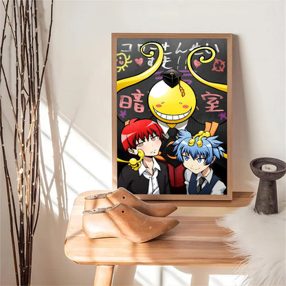 Póster de aula de asesinato de Amine, pósteres de anime, pósteres retro de arte de pared de calidad HD adhesivos para decoración de habitaciones kawaii del hogar