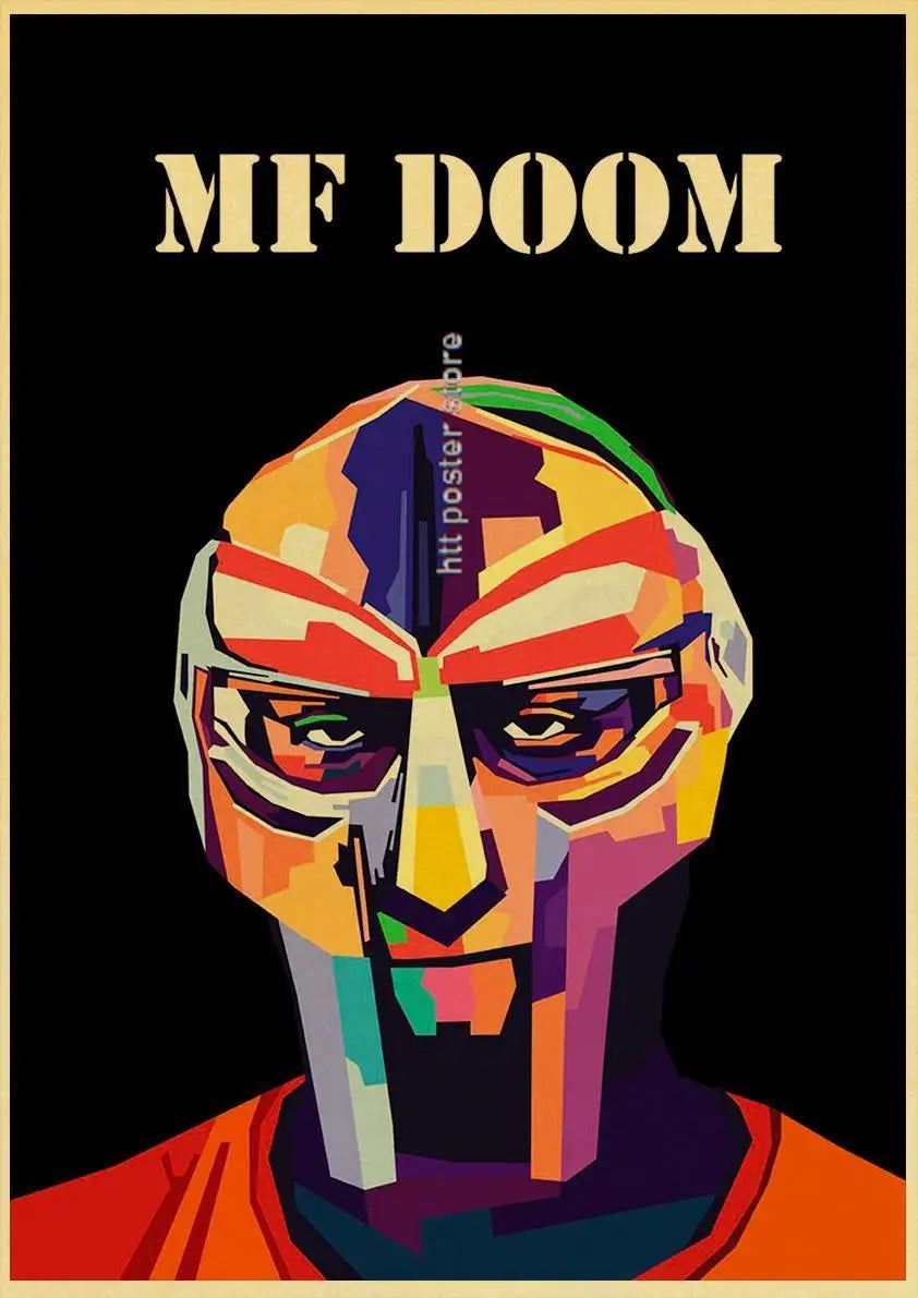 Póster retro de MF Doom Madlib, pintura de álbum de música hip hop y rap, imagen de estrella, arte de pared para sala de estar, decoración del hogar