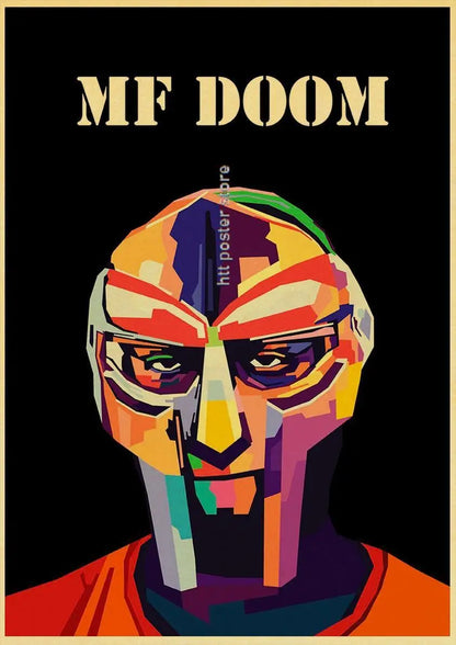 Póster retro de MF Doom Madlib, pintura de álbum de música hip hop y rap, imagen de estrella, arte de pared para sala de estar, decoración del hogar