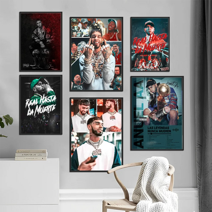 Hip Hop Rapper Anuel AA Poster Movie Sticky Posters Retro Kraft Paper Sticker DIY Room Bar Cafe Aesthetic Art Wall Painting