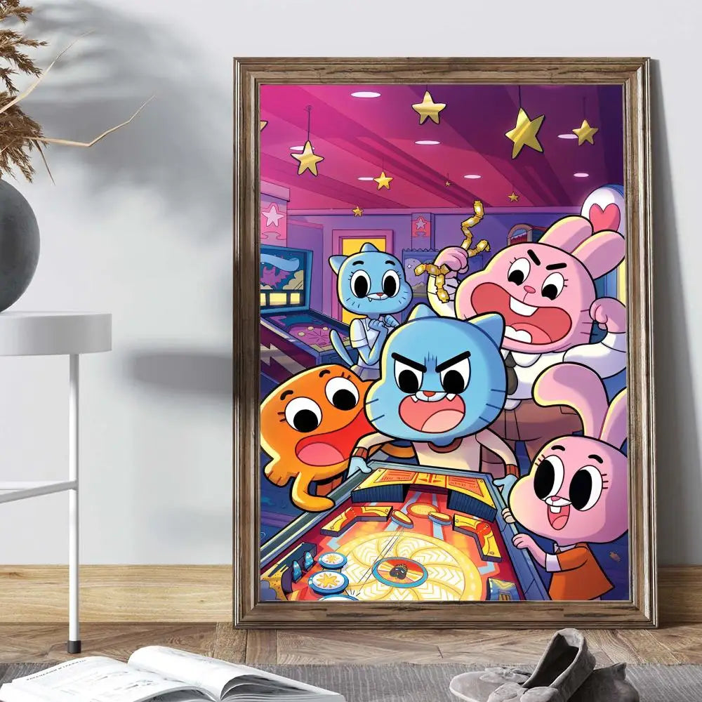 The Amazing Funny W-world Of Gumball Poster Anime Posters Sticky HD Quality Wall Art Retro Posters for Home Kawaii Room Decor