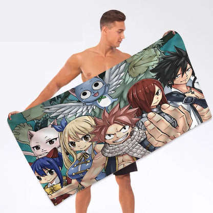 Cartoon F-Fairy Tail Anime Towel Microfiber Beach Towel Absorbent Quick dry Soft Yoga Swimming Resort Mountain Climbing Towel