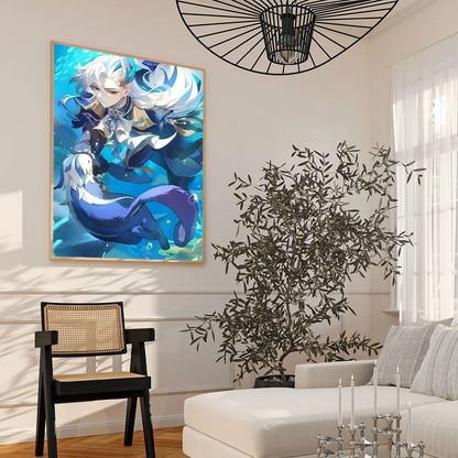 Neuvillette Genshin impact Anime Posters Sticky HD Quality Wall Art Retro Posters for Home Kawaii Room Decor