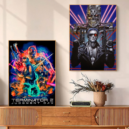 The Terminator Science fiction Movie Schwarzenegger Anime Posters Sticky Decoracion Painting Wall Art White Kraft Paper Wall